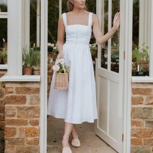 Reformation Tagliatelle Linen Dress Sz2 White